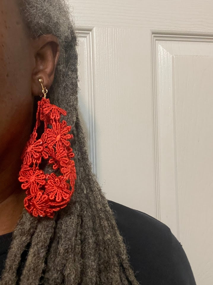 Shoulder Duster Clip-On Earrings (Red)